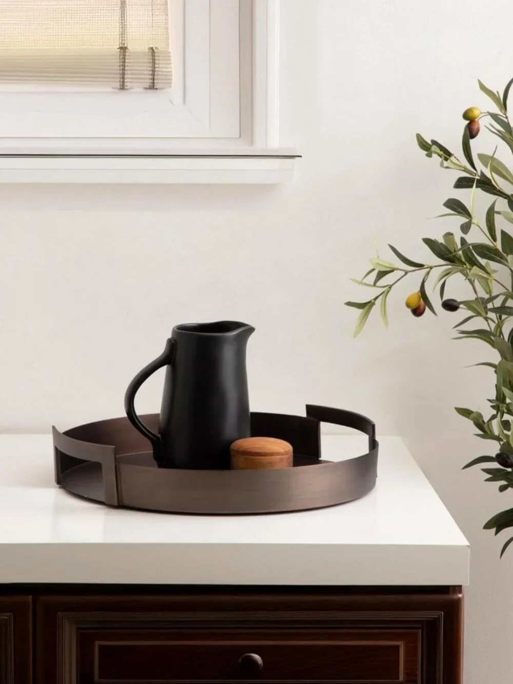 Transitional Metal Round Tray - 15